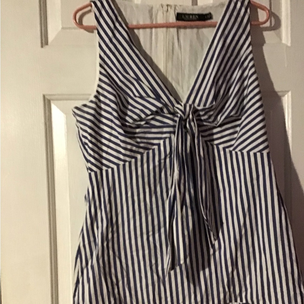 Blue and White Striped Women's Top